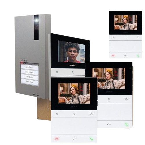 videoporteros 4 viviendas comelit quadra chronos manos libres